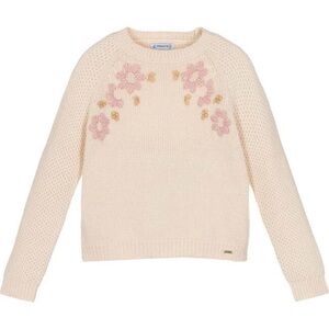 Mayoral Girls Cream Floral Embroidered Sweater | Size 2